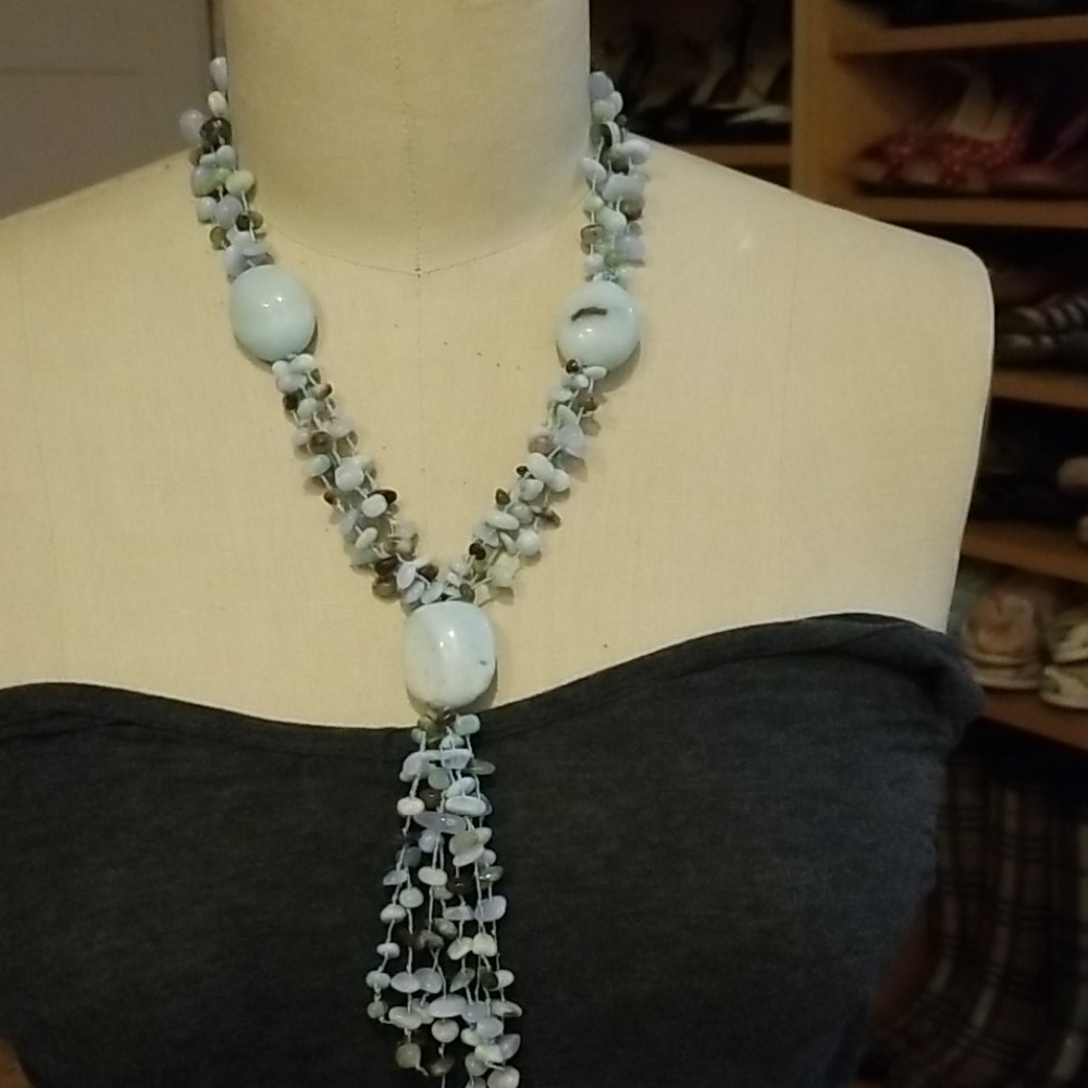 Blue chalcedony,  amazonite necklace